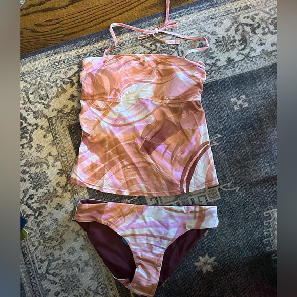 CUPSHE| Pink and Brown Swirl Tankini Set | Bathing Suit | Medium | NWT - Picture 2 of 6